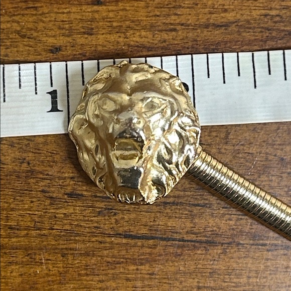 Vintage Retro Lions Head Stretch snake Belt Gold Tone Zodiac Leo - Picture 10 of 13